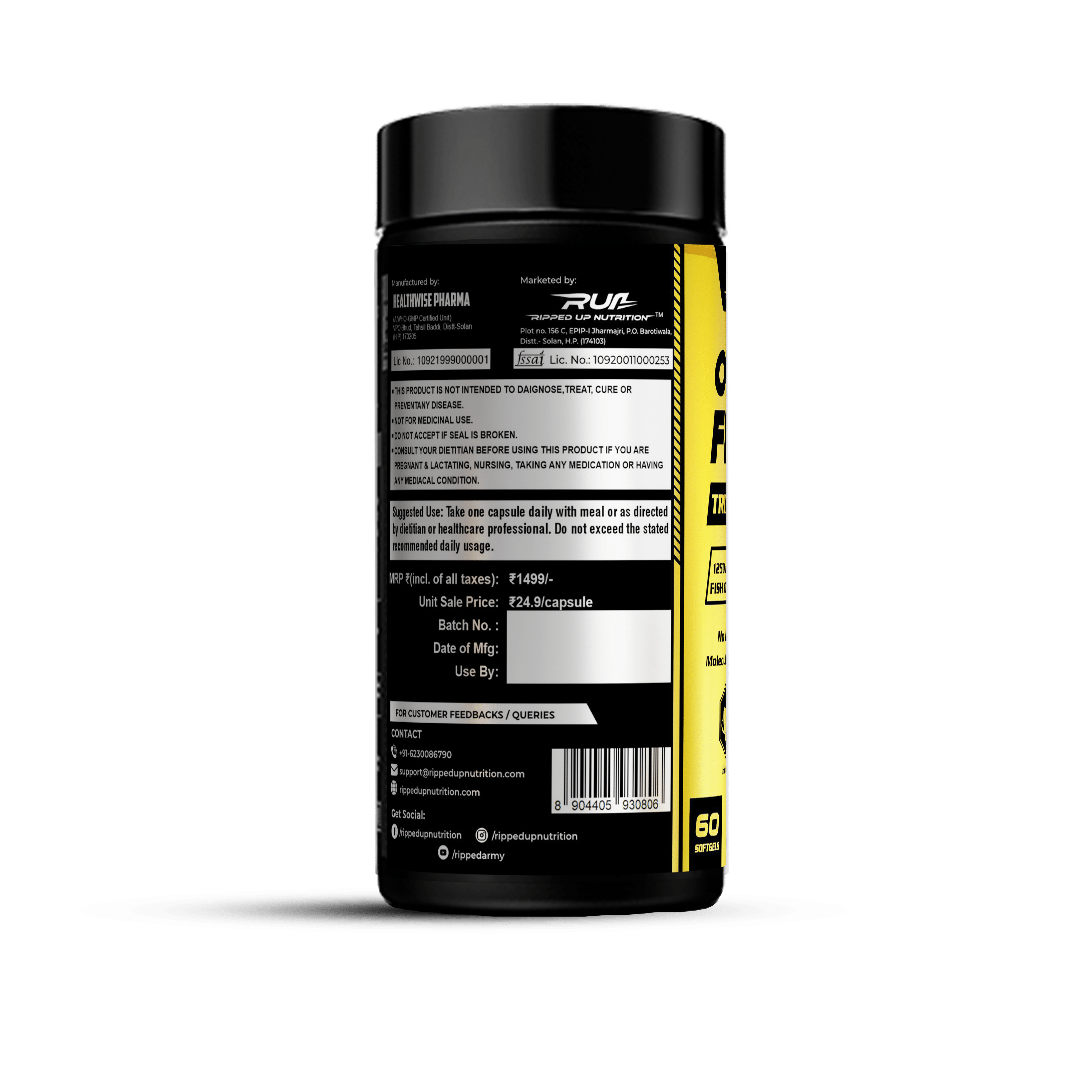 Omega-3 Fish Oil (Triple Strength) - Ripped Up Nutrition