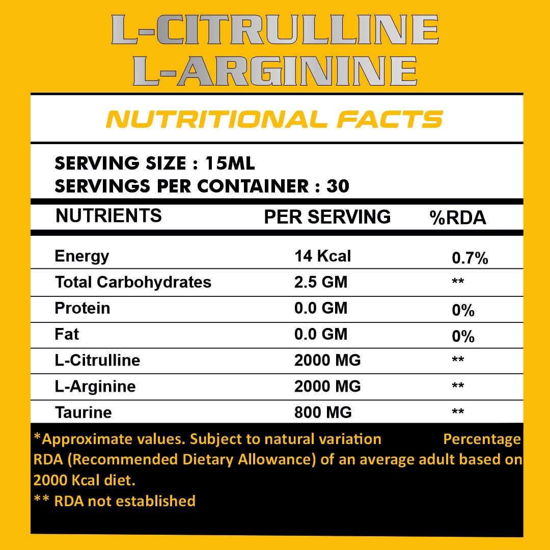 Liquid L- Citrulline + L- Arginine + Taurine - Ripped Up Nutrition